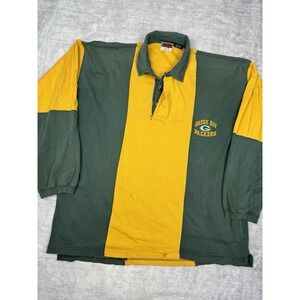 Vtg Green Bay Packers Shirt Men XL Polo Striped The Edge‎ 1996 NFL Long Sleeve
